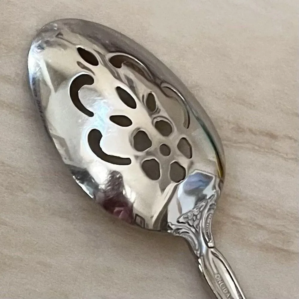ONEIDA Michelangelo Pierced Serving Spoon 8 3/8” Stainless Heirloom Floral USA